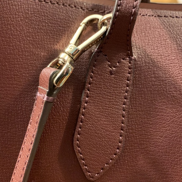 KATE SPADE HARPER CHERRY RED BURGUNDY LEATHER SATCHEL PURSE CROSSBODY STRAP - Picture 3 of 16